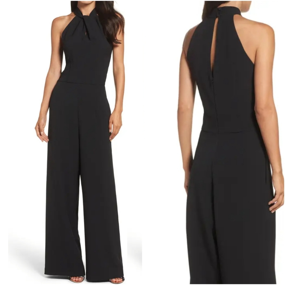 Julia Jordan Twist Halter Neck Black Jumpsuit